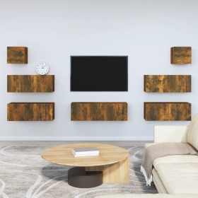 TV furniture set 7 pieces smoked oak plywood by vidaXL, TV Furniture - Ref: Foro24-3114547, Price: 198,68 €, Discount: %