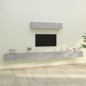 Set de muebles de TV 6 pzas madera contrachapada gris hormigón