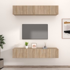 TV furniture 4 units Sonoma oak plywood 80x30x30 cm by vidaXL, TV Furniture - Ref: Foro24-3114184, Price: 151,95 €, Discount: %