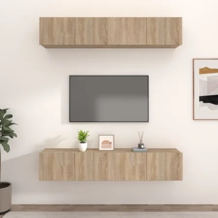 TV-Möbel 4 Einheiten Sonoma-Eichensperrholz 80x30x30 cm von vidaXL, TV-Möbel - Ref: Foro24-3114184, Preis: 147,92 €, Rabatt: %