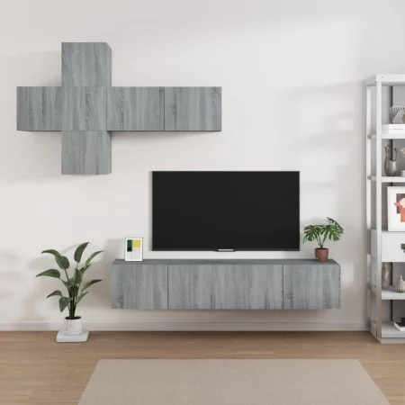 TV-Möbel-Set 7-tlg. Sonoma grau Sperrholz von vidaXL, TV-Möbel - Ref: Foro24-3114516, Preis: 191,86 €, Rabatt: %