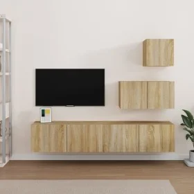 Set de muebles para TV 4 pzas madera contrachapada roble Sonoma de vidaXL, Muebles TV - Ref: Foro24-3114640, Precio: 120,55 €...