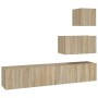 Set de muebles para TV 4 pzas madera contrachapada roble Sonoma de vidaXL, Muebles TV - Ref: Foro24-3114640, Precio: 125,73 €...