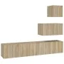 TV furniture set 4 pieces Sonoma oak plywood by vidaXL, TV Furniture - Ref: Foro24-3114640, Price: 120,50 €, Discount: %
