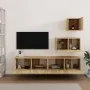TV furniture set 4 pieces Sonoma oak plywood by vidaXL, TV Furniture - Ref: Foro24-3114640, Price: 120,50 €, Discount: %