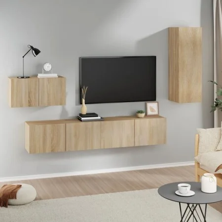 TV-Möbel-Set 4-tlg. Eiche Sperrholz Sonoma von vidaXL, TV-Möbel - Ref: Foro24-3114336, Preis: 142,49 €, Rabatt: %