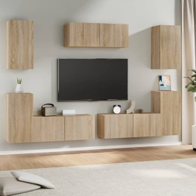 TV-Möbelset 7-teilig Sonoma-Eichensperrholz von vidaXL, TV-Möbel - Ref: Foro24-3114304, Preis: 249,27 €, Rabatt: %