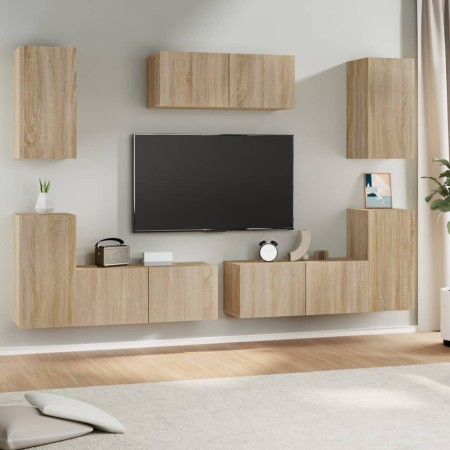 TV-Möbelset 7-teilig Sonoma-Eichensperrholz von vidaXL, TV-Möbel - Ref: Foro24-3114304, Preis: 249,27 €, Rabatt: %
