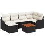 Conjunto de sofá de jardín 7 pcs Negro Poliratán