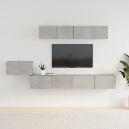 TV-Möbelset 5-teilig betongraues Sperrholz von vidaXL, TV-Möbel - Ref: Foro24-3114433, Preis: 194,12 €, Rabatt: %