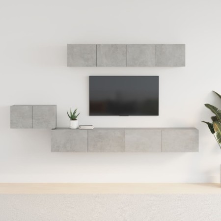 TV-Möbelset 5-teilig betongraues Sperrholz von vidaXL, TV-Möbel - Ref: Foro24-3114433, Preis: 198,44 €, Rabatt: %