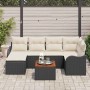 Conjunto de sofá de jardín 7 pcs Negro Poliratán