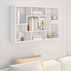 Engineered wood glossy white wall shelf 85x16x52.5 cm by vidaXL, Shelves and shelves - Ref: Foro24-801424, Price: 37,69 €, Di...