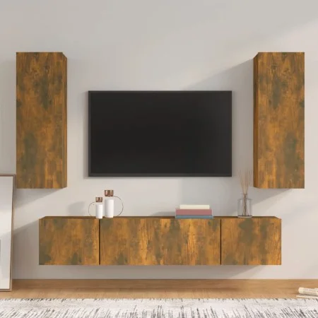 Set de muebles de TV 4 pzas madera contrachapada roble ahumado de vidaXL, Muebles TV - Ref: Foro24-3114203, Precio: 134,25 €,...