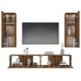 TV-Möbelset 4-teilig aus geräuchertem Eichensperrholz von vidaXL, TV-Möbel - Ref: Foro24-3114203, Preis: 136,13 €, Rabatt: %