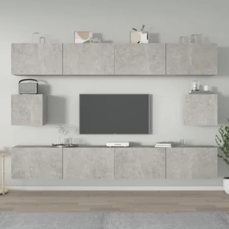 TV-Möbelset 6-teilig Sperrholz grau Beton von vidaXL, TV-Möbel - Ref: Foro24-3114369, Preis: 215,86 €, Rabatt: %