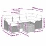 Conjunto de sofá de jardín 7 pcs Gris Poliratán