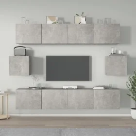 Set de muebles de TV 6 pzas madera contrachapada gris hormigón de vidaXL, Muebles TV - Ref: Foro24-3114361, Precio: 193,84 €,...