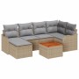 Conjunto de sofá de jardín 7 pcs Beige Poliratán
