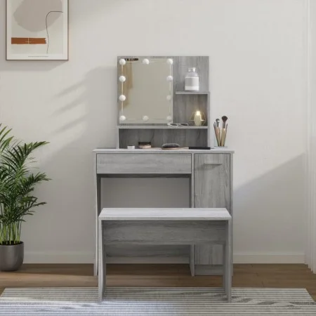 LED vanity set in gray Sonoma plywood by vidaXL, Bedroom Dressers - Ref: Foro24-3114121, Price: 115,47 €, Discount: %