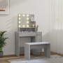 Juego de tocador con LED madera contrachapada gris Sonoma de vidaXL, Tocadores para dormitorios - Ref: Foro24-3114121, Precio...