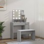 Juego de tocador con LED madera contrachapada gris Sonoma de vidaXL, Tocadores para dormitorios - Ref: Foro24-3114121, Precio...