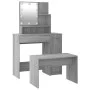 Juego de tocador con LED madera contrachapada gris Sonoma de vidaXL, Tocadores para dormitorios - Ref: Foro24-3114121, Precio...
