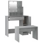 Juego de tocador con LED madera contrachapada gris Sonoma de vidaXL, Tocadores para dormitorios - Ref: Foro24-3114121, Precio...