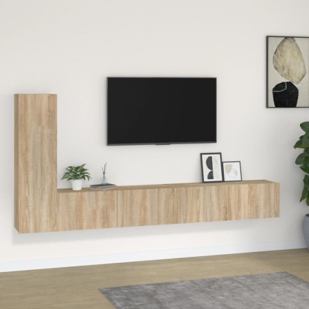 TV-Möbelset 3-teilig Sonoma-Eiche-Sperrholz von vidaXL, TV-Möbel - Ref: Foro24-3114320, Preis: 150,48 €, Rabatt: %