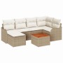 Conjunto de sofá de jardín 7 pcs Beige Poliratán