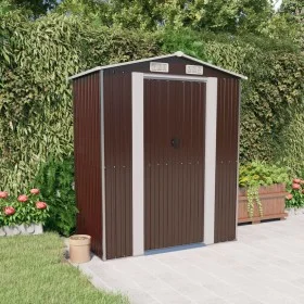 Cobertizo jardín acero galvanizado marrón oscuro 192x108x223 cm de vidaXL, Cobertizos - Ref: Foro24-319273, Precio: 204,61 €,...
