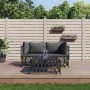 Juego muebles de jardín 3 pzas y cojines acero gris antracita