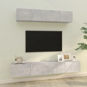 TV-Möbel-Set 4 Stück Sperrholz grau Beton von vidaXL, TV-Möbel - Ref: Foro24-3114537, Preis: 170,20 €, Rabatt: %
