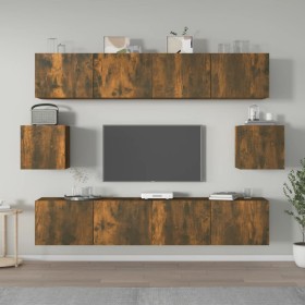 TV-Möbelset 6-teilig aus geräuchertem Eichensperrholz von vidaXL, TV-Möbel - Ref: Foro24-3114363, Preis: 159,53 €, Rabatt: %