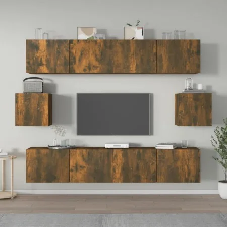 TV-Möbelset 6-teilig aus geräuchertem Eichensperrholz von vidaXL, TV-Möbel - Ref: Foro24-3114363, Preis: 149,65 €, Rabatt: %