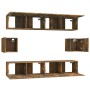 TV-Möbelset 6-teilig aus geräuchertem Eichensperrholz von vidaXL, TV-Möbel - Ref: Foro24-3114363, Preis: 159,53 €, Rabatt: %