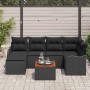 Conjunto de sofá de jardín 7 pcs Negro Poliratán