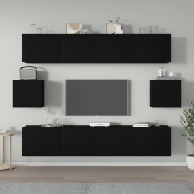 6-teiliges TV-Möbelset aus schwarzem Sperrholz von vidaXL, TV-Möbel - Ref: Foro24-3114359, Preis: 232,68 €, Rabatt: %