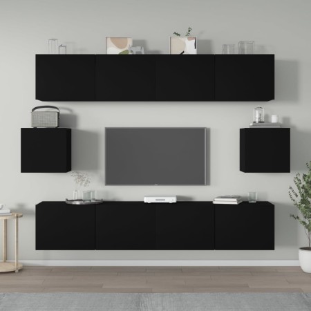 6-teiliges TV-Möbelset aus schwarzem Sperrholz von vidaXL, TV-Möbel - Ref: Foro24-3114359, Preis: 232,68 €, Rabatt: %