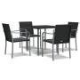 Juego comedor jardín 5 piezas y cojines ratán sintético y acero