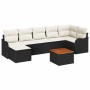 Conjunto de sofá de jardín 8 pcs Negro Poliratán