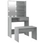 Juego de tocador con LED madera contrachapada gris Sonoma de vidaXL, Tocadores para dormitorios - Ref: Foro24-3114113, Precio...