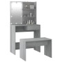 Juego de tocador con LED madera contrachapada gris Sonoma de vidaXL, Tocadores para dormitorios - Ref: Foro24-3114113, Precio...