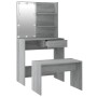 Juego de tocador con LED madera contrachapada gris Sonoma de vidaXL, Tocadores para dormitorios - Ref: Foro24-3114113, Precio...