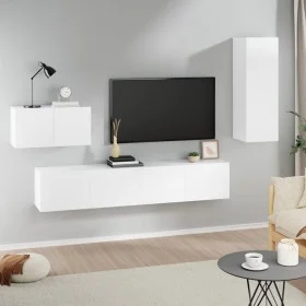 TV-Möbel-Set 4 Stück Sperrholz weiß von vidaXL, TV-Möbel - Ref: Foro24-3114334, Preis: 172,00 €, Rabatt: %