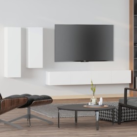 4-teiliges TV-Möbelset aus weißem Sperrholz von vidaXL, TV-Möbel - Ref: Foro24-3114630, Preis: 230,28 €, Rabatt: %