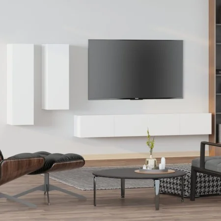4-teiliges TV-Möbelset aus weißem Sperrholz von vidaXL, TV-Möbel - Ref: Foro24-3114630, Preis: 221,21 €, Rabatt: %
