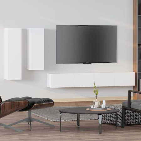 4-teiliges TV-Möbelset aus weißem Sperrholz von vidaXL, TV-Möbel - Ref: Foro24-3114630, Preis: 230,28 €, Rabatt: %