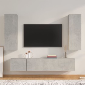 TV-Möbelset 4-teilig betongraues Sperrholz von vidaXL, TV-Möbel - Ref: Foro24-3114201, Preis: 186,06 €, Rabatt: %