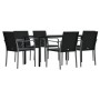 Juego comedor jardín 7 piezas y cojines ratán sintético y acero